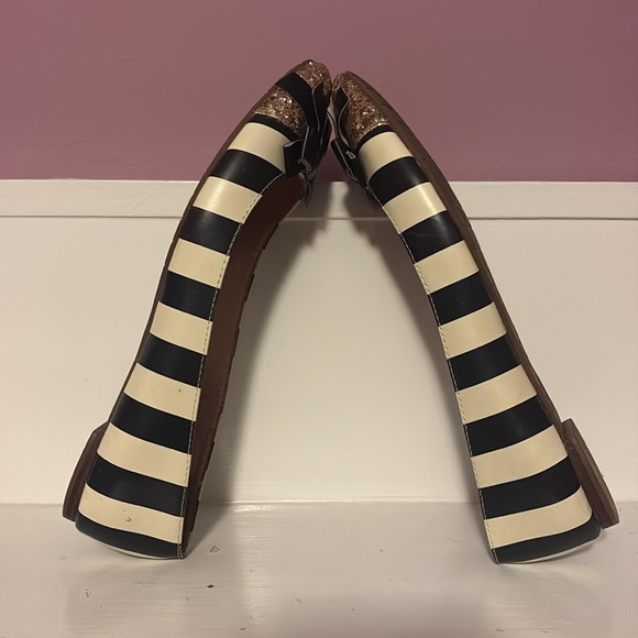 Kate Spade Striped Flats with Glitter Toe and Bow “Trixie” 8 - Picture 7 of 8
